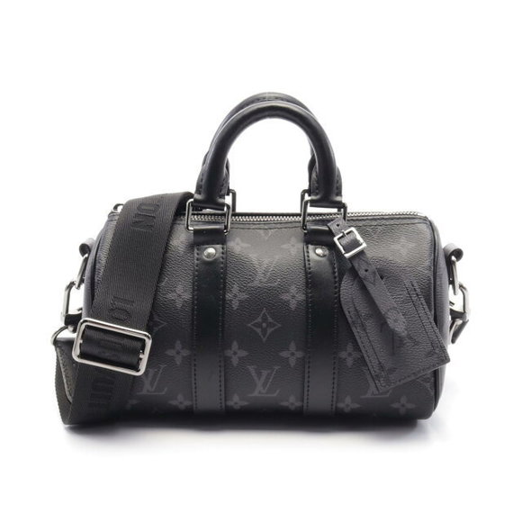 Louis Vuitton Keepall Bandouliere Handbag Leather Monogram Eclipse Black - Picture 1 of 6